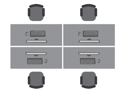 Office Desk configuration - 4 person bench style desk