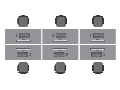 Office Desk configuration - 6 person bench style desk