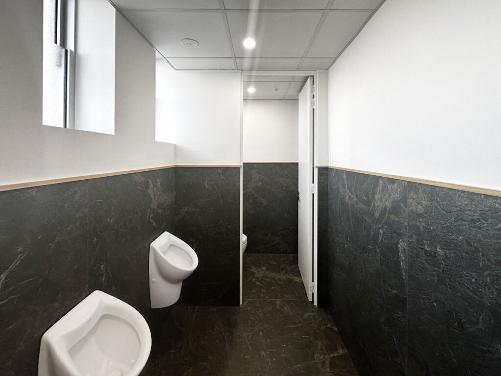 Commercial bathroom renovation project completed by DY Constructions